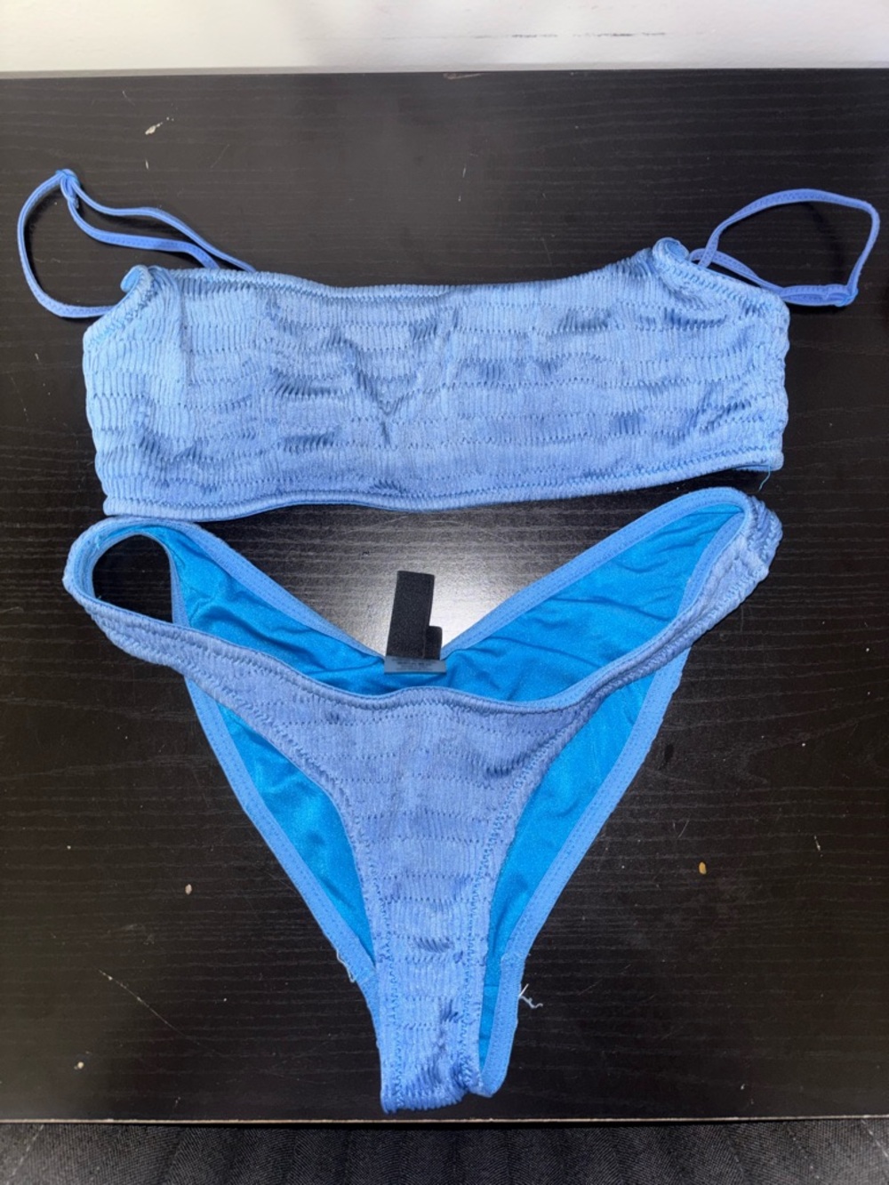 triangl swimwear Light Blue Textured Bandeau Bikini